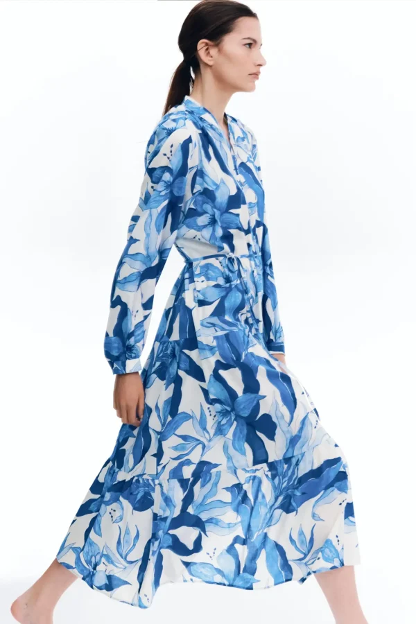 Flowing Botanical Shirt Dress